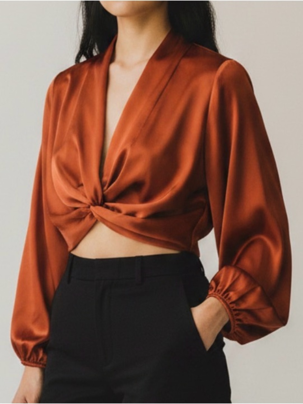 SHEIN Twist Front Cropped Top